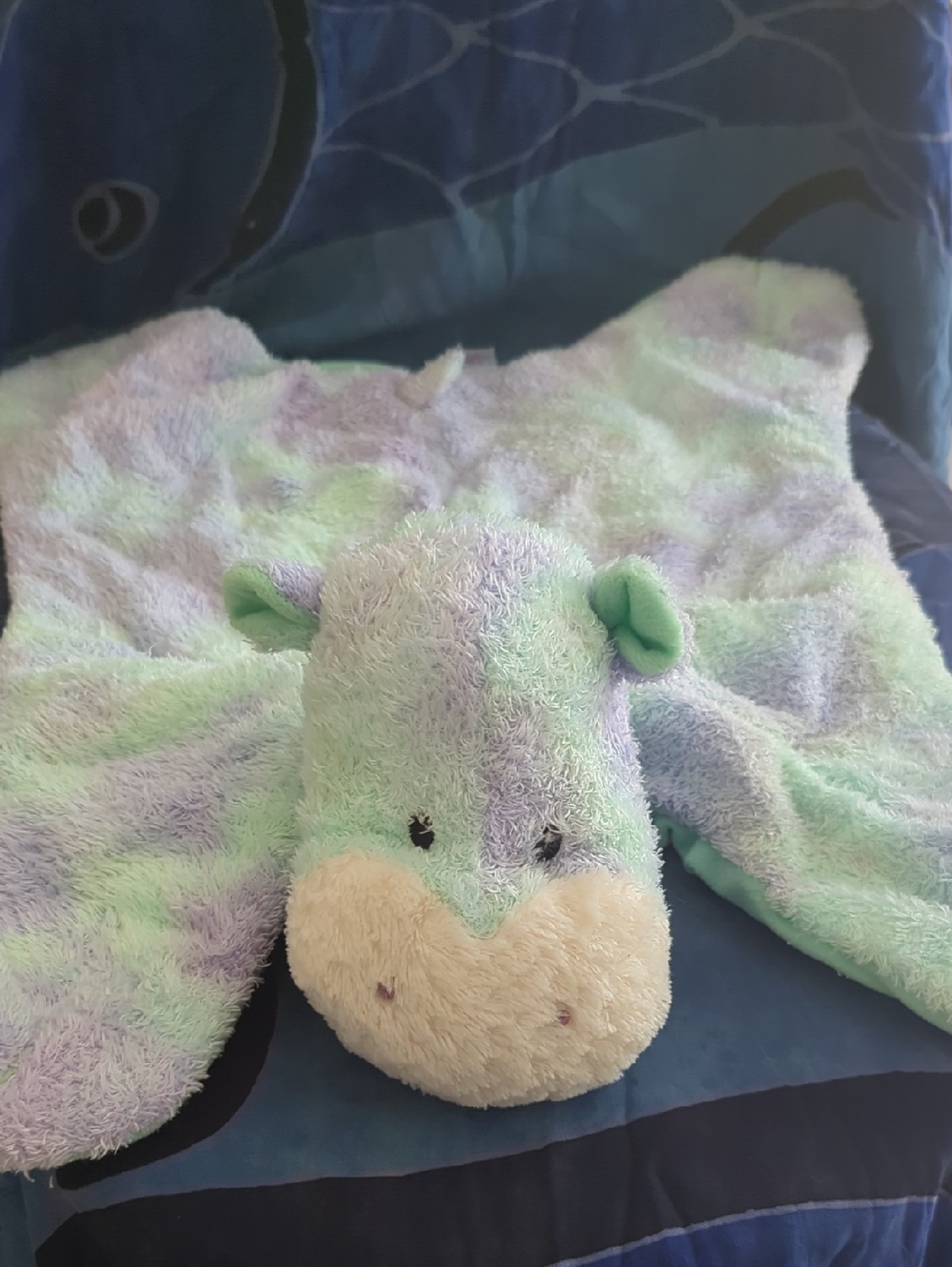 Vintage Baby Gund Sprinkles 58124 Plush Hippo 22" Lovey Blanket Mint & Lavender